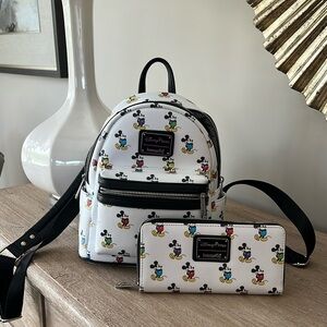 Disney Parks Mickey Loungefly backpack and wallet